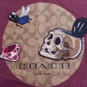 NWT COACH Burgundy Patches T-Shirt sz L